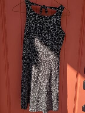 Child Girl's Black Polka Dot Tie-Back Sundress Sz 14